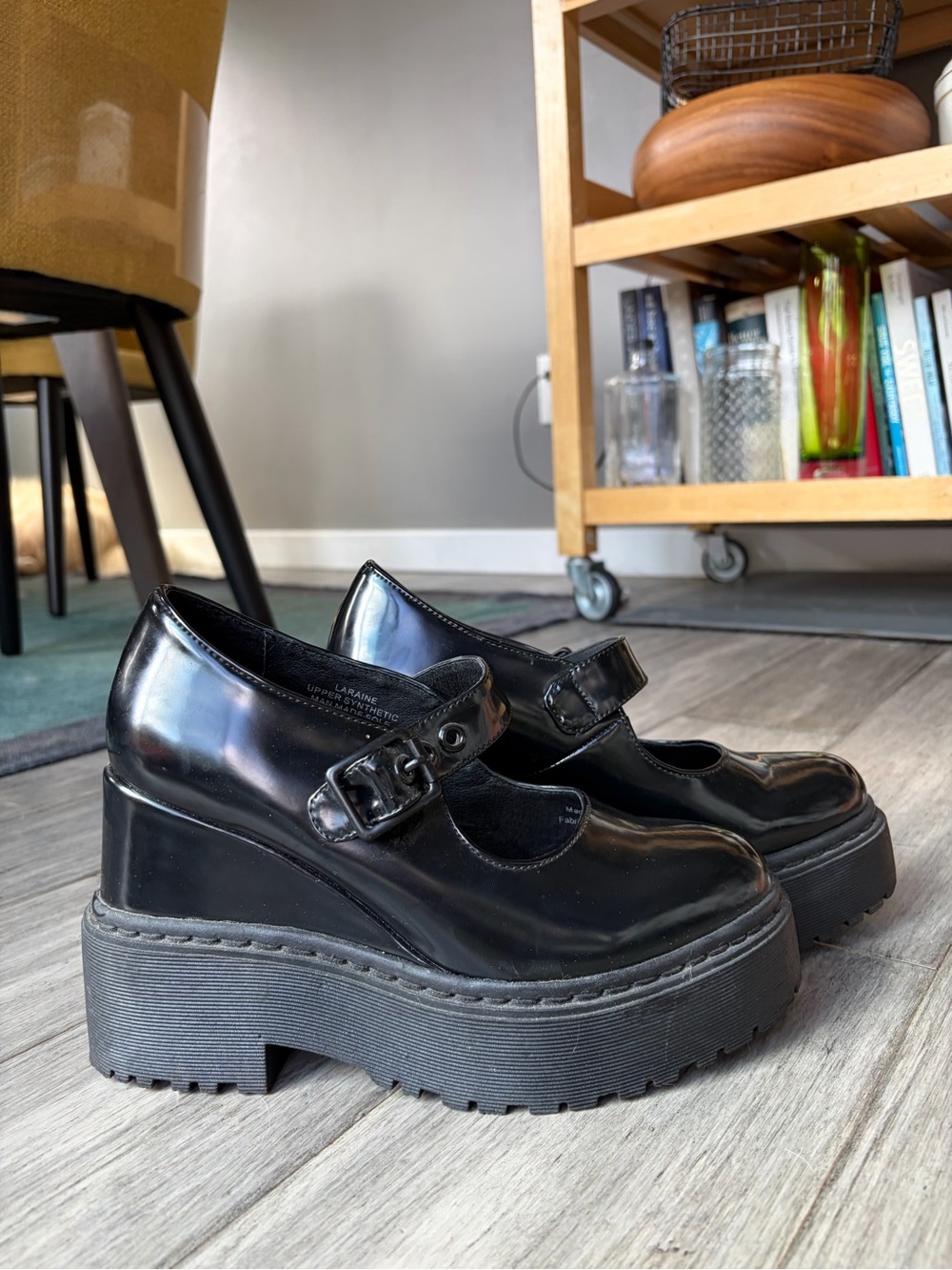 Jeffrey Campbell Laraine Black Platform Mary Jane Shoes with Buckle Strap 7.5